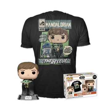Funko Pop! & Tee: Star Wars The Mandalorian - Luke w/ Grogu figura és póló (L)