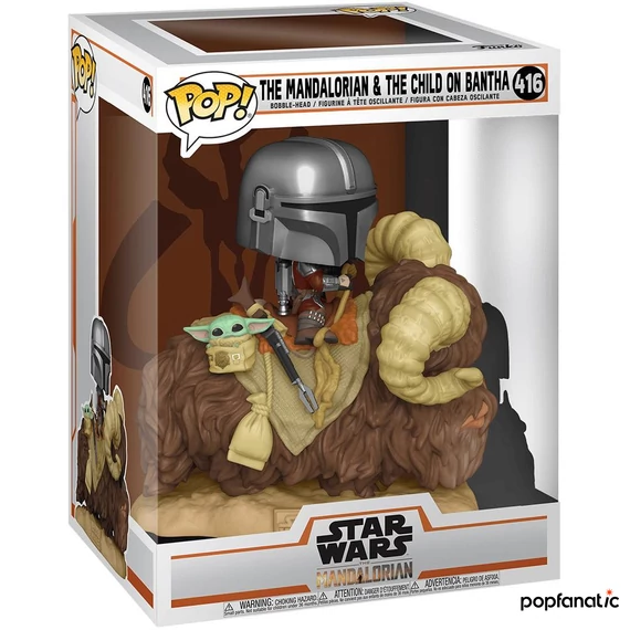 Funko POP! Deluxe: The Mandalorian - Mando on Bantha with Child figura