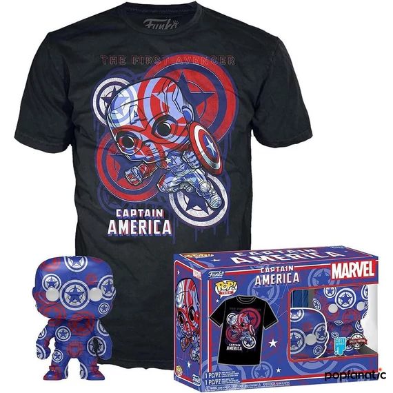 Funko POP! & Tee: Marvel Patriotic Age - Captain America figura és póló (M)