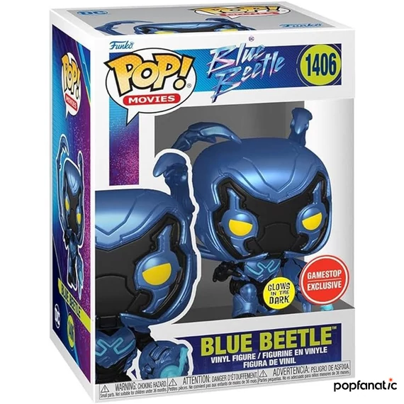 Funko POP! Movies: Blue Beetle - Blue Beetle (Glows in the Dark) (Gamestop Exclusive) figura #1406