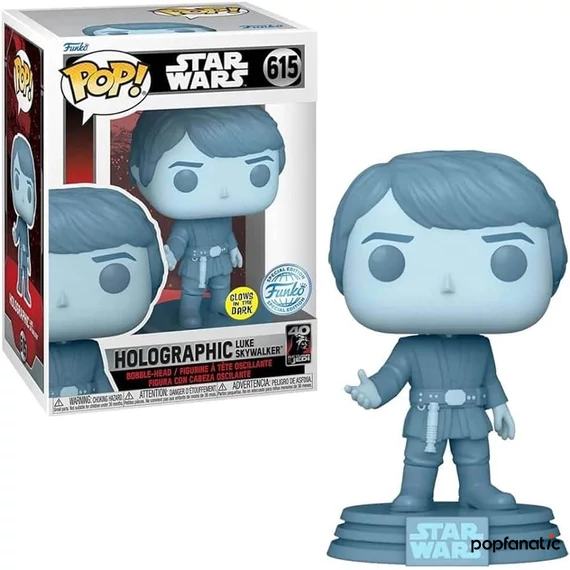 Funko POP! Disney Star Wars: Return of the Jedi 40th - Holographic Luke Skywalker (Glows in the Dark) (SE) figura #615 Bobble-Head